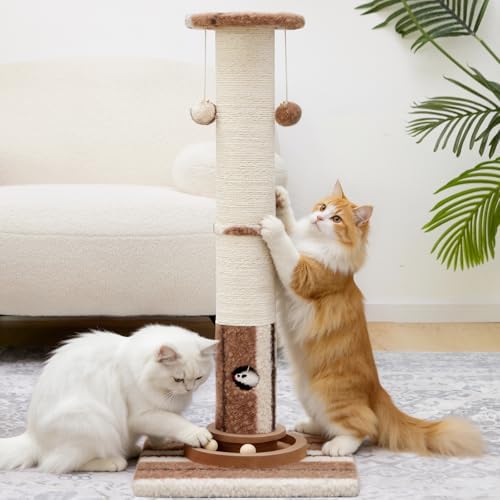 Woochpet Cat Scratching Post,Heavy Duty Green Sisal Scratcher with Cat Toys