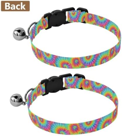 Rainbow Tie Dye Pet Collar 2 Pack Comfortable Cat Collar Adjustable Length 10.6" to 17.1"
