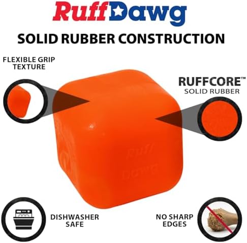 Ruff Dawg Cube XL 3.5 Indestructible Dog Toy - 1 PC Color Varies – Heavy-Duty Rubber Fetch & Chew Toy for Aggressive Chewers – Made in USA