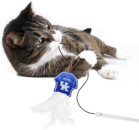 Pets First NCAA Kentucky Wildcats Team Jersey Wand with CAT NIP, Cat Toy Jersey Shaped Plush Teaser Toy for Cats & Kittens - Interactive Pet Toy for Play & Exercise
