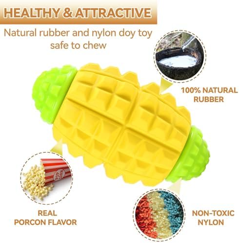 YINEYA Dog Toys for Aggressive Chewers, Tough Squeaker Dog Toys, Yellow