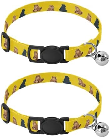 Cute Cartoon Groundhogs Small Dog Collar 2 Pack Adjustable Pet Collar Length 10.6" to 17.1"