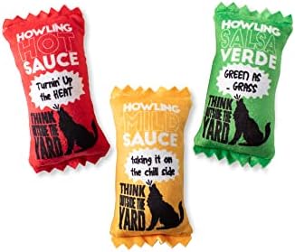 Fringe Studio Plush Dog Toy, Howling HOT Sauce, 3 Piece Set, for Small Dogs, Wagsdale Dog Toy Collection (289510), Multi-Colored