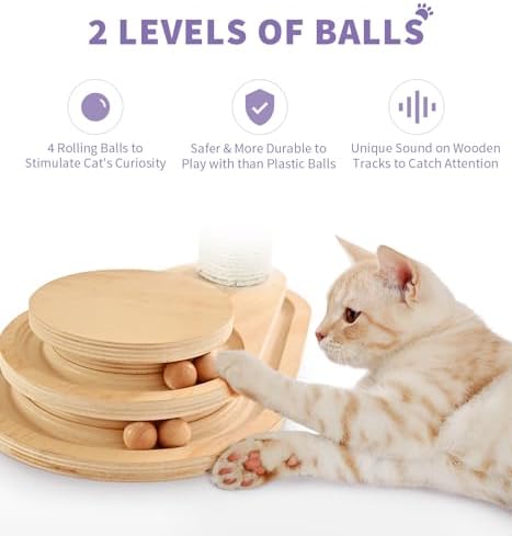 Made4Pets Kitten Toy Scratching Post for Indoor Cats with Ball Track