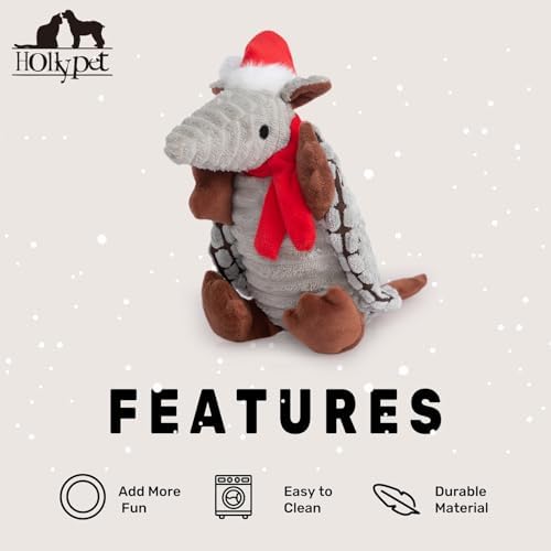 Hollypet Armadillo Squeaky Puppy Dog Toys for Small Medium Dogs, Christmas