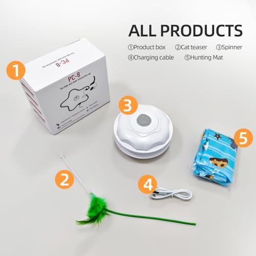 Interactive Cat Toy for Indoor Cats - Rechargeable Automatic Feather Wand with Motion Sensor, 3 Play Modes, Squeaky Mouse Sound, Hide & Seek Exercise Toy for Bored Kittens & Adult Cats (Mouse)