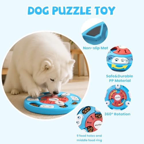 WinTour Dog Puzzle Toy,Snack-Dispensing Mental Stimulation and Brain Treat Puzzle Toys for Dogs,Interactive Dog Toys for Small Medium Large Dogs Cats,Non-Slip & Easy to Clean