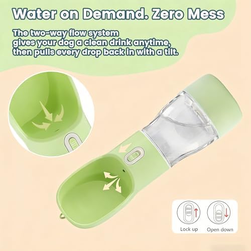 Portable Dog Water Bottle - 2in1 Dog Water Dispenser Bowl & Food Container