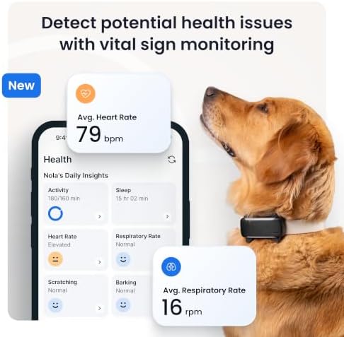 Tractive XL Smart Dog GPS Tracker | Live Pet Tracker with Virtual Fence | Vital Signs Monitoring of Heart & Respiratory Rate | Up to 6-Weeks Battery Life | Dog Collar Attachment (Black)