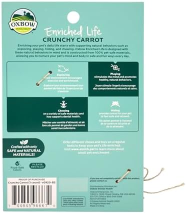 Oxbow Crunchy Carrot, Rabbit & Guinea Pig Toy, Bunny Enrichment Chew Toy