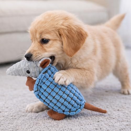 Hollypet Armadillo Squeaky Puppy Dog Toys for Small Medium Dogs, 8"