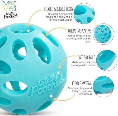 Messy Mutts Totally Pooched Huff n Puff Ball, 3.1 Inch, Puzzle, Teal