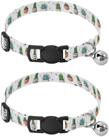Cacti Succulents Pots Pet Collars 2 Pack Dog Collars for Small Dogs Adjustable 10.6 to 17.1 Inches