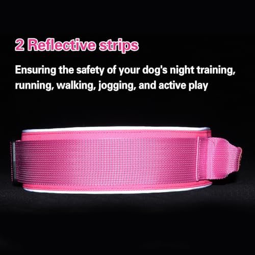 2" Tactical Dog Collar with Airtag Holder & Handle for Medium Dogs (Pink)