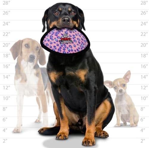 TUFFY - World's Tuffest Soft Dog Toy-Ultimate Odd Ball Pink Leopard-Multiple Layers. Made Durable, Strong & Tough. Interactive Play (Tug, Toss & Fetch). Machine Washable & Floats