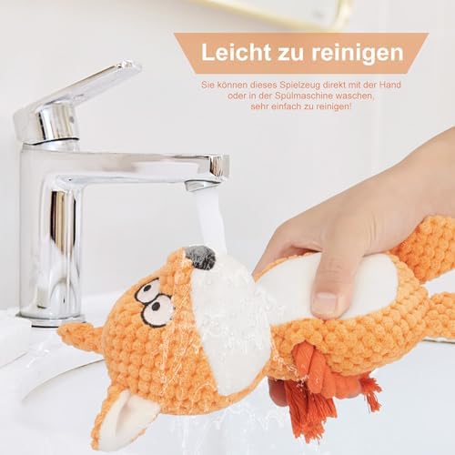 Dog Toys, Dog Squeaker Toys with Crinkle Paper (Orange Fox)