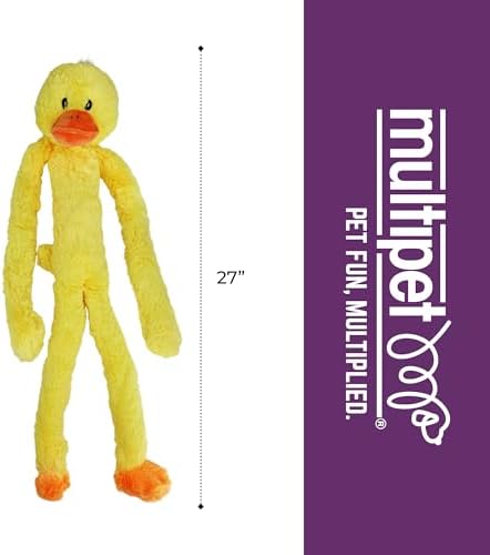 Multipet's Swingin Slevin XXL Oversized 30-Inch Yellow Duck Plush Dog Toy
