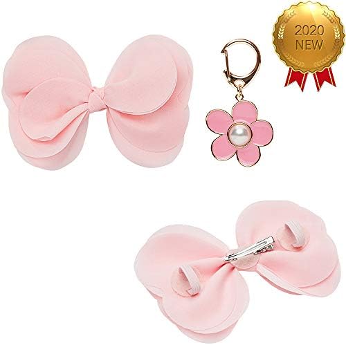 Blueberry Pet Cute Accessory Set of Floral Collar Slide Hair Clip and Pedant for Dogs & Cats, Pink Bowtie and Sunflower Pendant