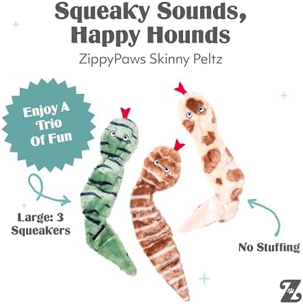 ZippyPaws Skinny Peltz No Stuffing Dog Toy Pack to Keep Them Busy - 18"