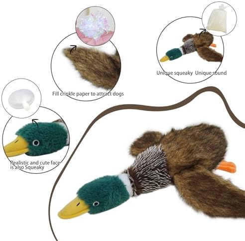 Dog Toys Interactive Mallard Duck Toy Puzzle and Squeaky Toy for Small Medium and Large Dogs Duck Toys, Stuffed Toy for Dog, Plush Toys for Dogs