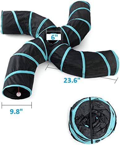 Cat Tunnels, Pet Ferret Rabbit Bunny Tunnels Tubes Subway Habitats, S-Style, DIY Cat Peekaboo Maze House Tent Bed, Kitten Interactive Toy (S Type: 4 Way Tubes)