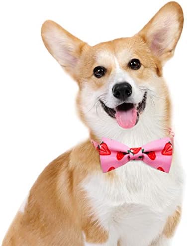 azuza Dog Collar Bow tie, Lovely Pink Dog Collars with Bowtie Large Dogs