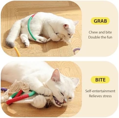 Cat Chew Rope Toys 3PCS Catnip Infused Dental Chew Ropes 27.6 Inch Interactive Indoor Kitten Toys for Teething Cleaning Teeth and Play