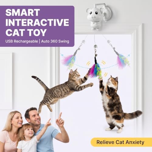Interactive Cat Toys for Indoor Cats - Electric Flying Bird Feather Teaser, USB Rechargeable Automatic Kitten Toy, Durable & Safe Pet Exercise Toy