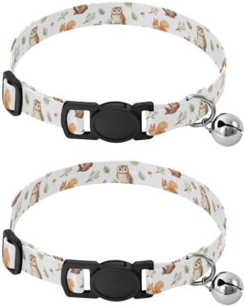 Watercolor Animals Fox Easy to Wear Kitten Collars 2 Pack Cat Neck Collar