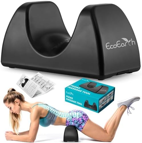 EcoEarth Psoas Release Massage Tool - Black - Deep Tissue Hip Flexor Massager with Strap Design & Anti Slip Base - Myofascial Massage Tool for Lower Back & Psoas Muscles - Trigger Point Massager