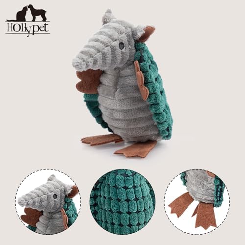 Hollypet Armadillo Squeaky Puppy Dog Toys for Small Medium Dogs, 6"
