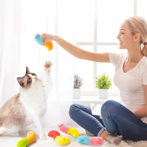 L1rabe Worm Candy Catnip Toys for Cats, for Kitten Lovers