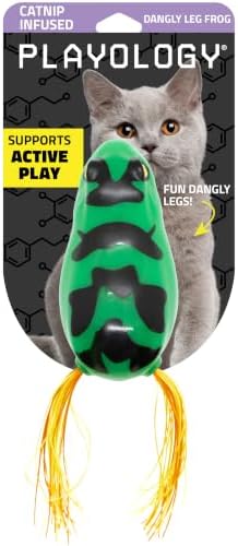 Playology Cat Toys | Catnip Toy Dangly Leg Frog for Chewing Chasing and Pouncing | Interactive Cat Toys for Indoor Cats