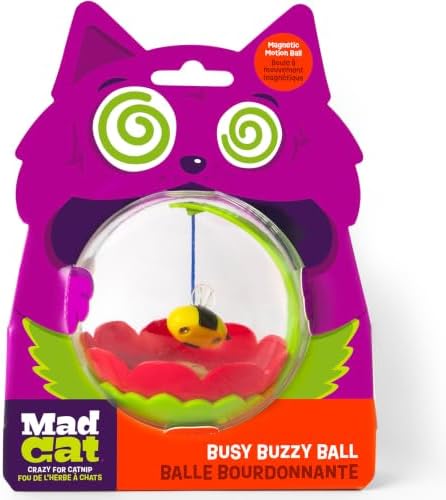 Mad Cat Buzzy Ball Interactive Hunting Cat Toy with Catnip and Silvervine
