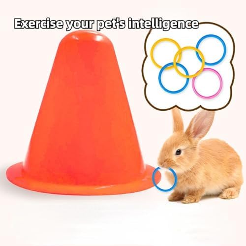 Rabbit Training Ring Toy, Rabbit Interactive Toy, Bunny Educational Toys with 5 Rings, Stacking Color Rings Random Color (Green)