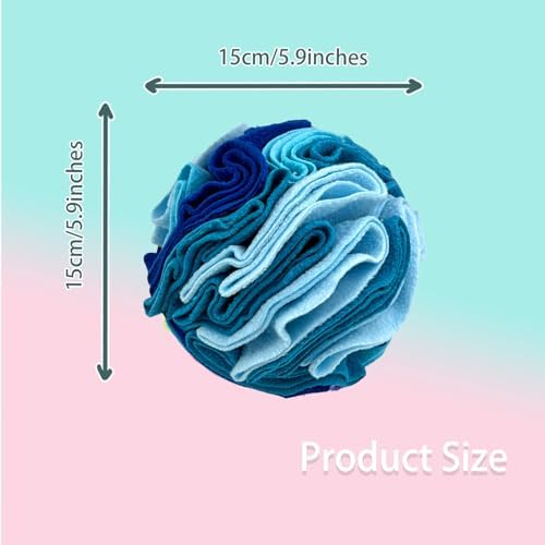Dog Snuffle Ball, Dog Treat Toys Interactive Sniff Ball, Dog Enrichment Snuffle Ball Dog Puzzle Feeder for Exercise,Sniff Training& Slow Feeding (Blue, 15cm)