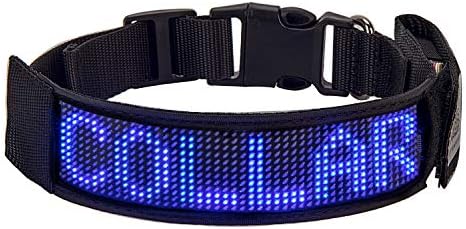 Leadleds Programmable Dog Collar Flashing Light Up Rechargeable Pet Dog Safety Collar Glow in The Dark Light-up Neck Loop - Blue LED