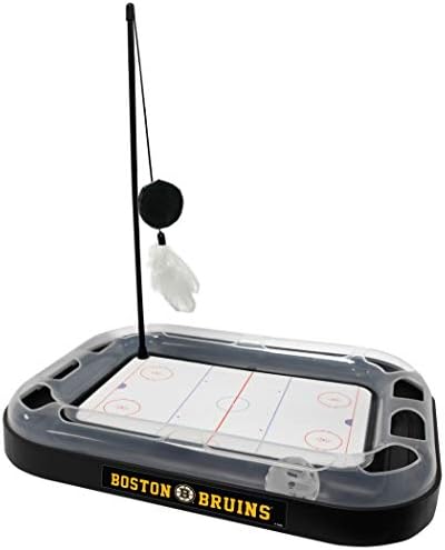 Pets First NHL Boston Bruins Hockey Field Scratching Pad with Interactive Cat Ball Bell Toy Set