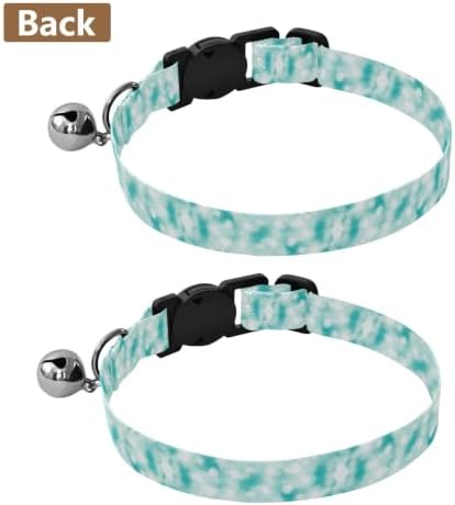 Aqua Blue Dots Lightweight Small Dog Collar, 2 Pack Kitten Collar with Bell