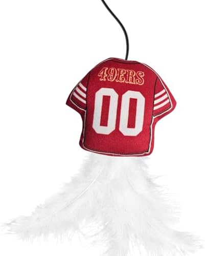 Pets First NFL SAN Francisco 49ERS Team Jersey Wand with CAT NIP, Cat Toy Jersey Shaped Plush Teaser Toy for Cats & Kittens - Interactive Pet Toy for Play & Exercise