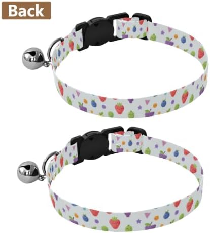 Cartoon Fruits Colorful Geometric Puppy Collar 2 Pack Pet Collars for Cats Adjustable Length 10.6" to 17.1"