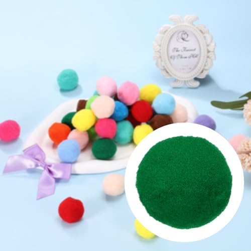 Cat Toy Pom Ball, Interactive Cat Ball Toys Fuzzy Pompoms (Plush, 1.2Inch, 30Pcs, Grass Green) for Kittens Pet Enrichment Training Play Indoor