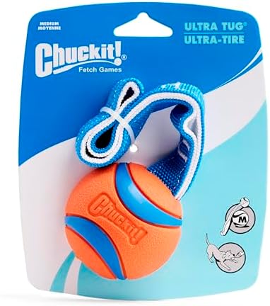Chuckit! Ultra Tug Dog Toy, Medium Fetch and Dog Ball Tug Toy for Dogs 20-60 Pounds (Pack of 12)