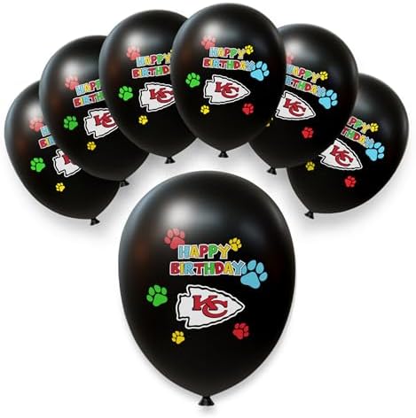 NFL Kansas City Chiefs Pet Birthday Party Balloons Set of 6 Licensed NFL Football Team Dog & Cat Birthday Party Decoration Sports Theme Dogs B-Day Pawty Balloon Celebration