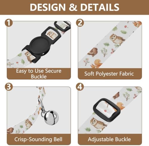 Watercolor Animals Fox Easy to Wear Kitten Collars 2 Pack Cat Neck Collar