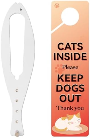TGIOW Cat Door Latch, Cat Door Stopper Keep Open 2.5-6", 1 Pcs, White | Keep Dogs Out of Litter Box and Food, Door Prop for Cats with 5 Adjustable Sizes, Door Plate Included, Pet Gate Alternative