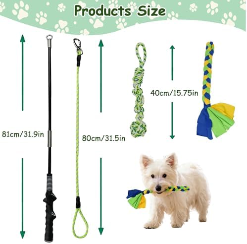 Flirt Pole for Dogs Heavy Duty, Interactive Chase & Tug of War Wand