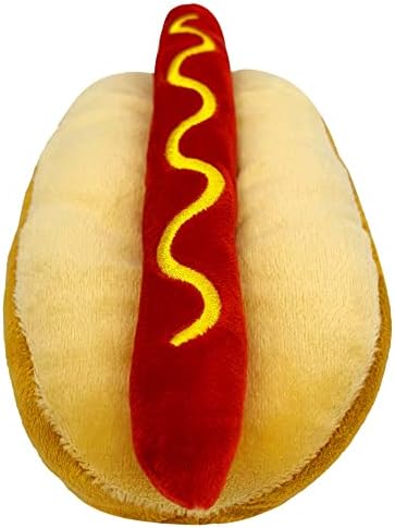 NCAA Wisconsin Badgers HOT Dog Plush Dog & CAT Squeak Toy- Cutest HOT-Dog Snack Plush Toy for Dogs & Cats with Inner Squeaker & Beautiful Football/Basketball Team Name/Logo