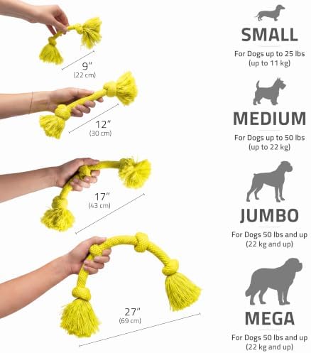 Playology Tug Rope Dog Toys for Large Breed Dogs - Mega Size, Chicken Scent