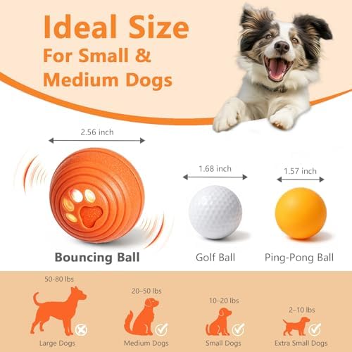 Automatic Interactive Dog Toys Ball with 4 Play Modes for Small Medium Dogs